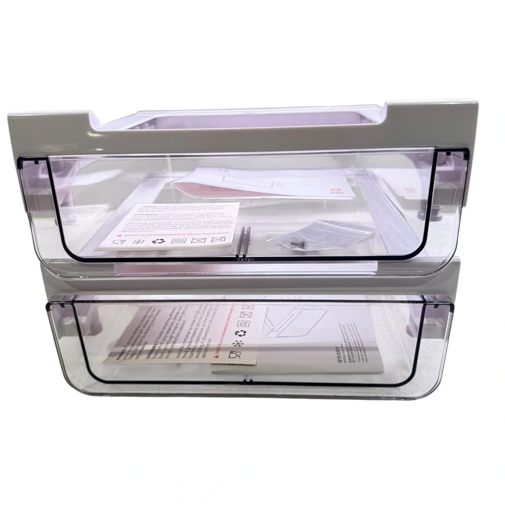 Set of 2 “Under Shelf” White and Clear Storage Drawer NEW